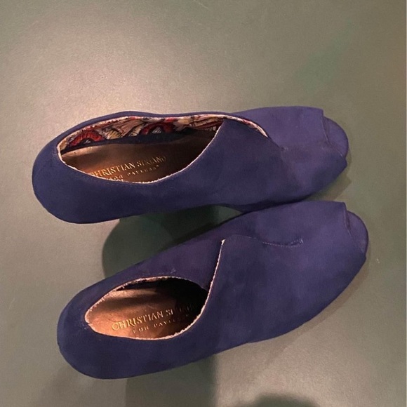 Womens Blue Faux Suede Heels, Size 9 - Picture 3 of 5